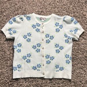 Floral Button-Up Cardigan Sweater